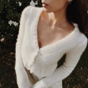 F21 Cropped Fuzzy Cardigan